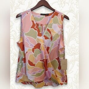 Halogen Nordstrom Women's Sleeveless Surplice V-Neck Blouse Canyon Sunset L